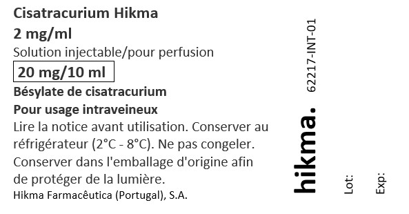 Étiquette de l'ampoule Cisatracurio Hikma traduite en français