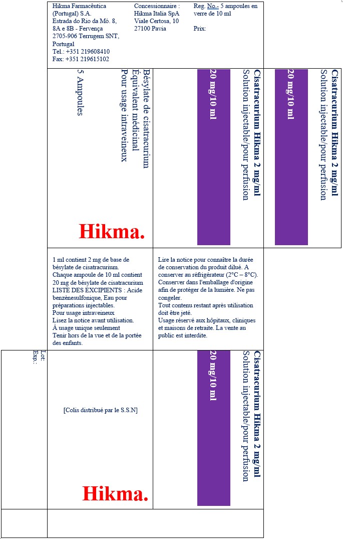 Étiquette du carton de Cisatracurio Hikma traduite en français