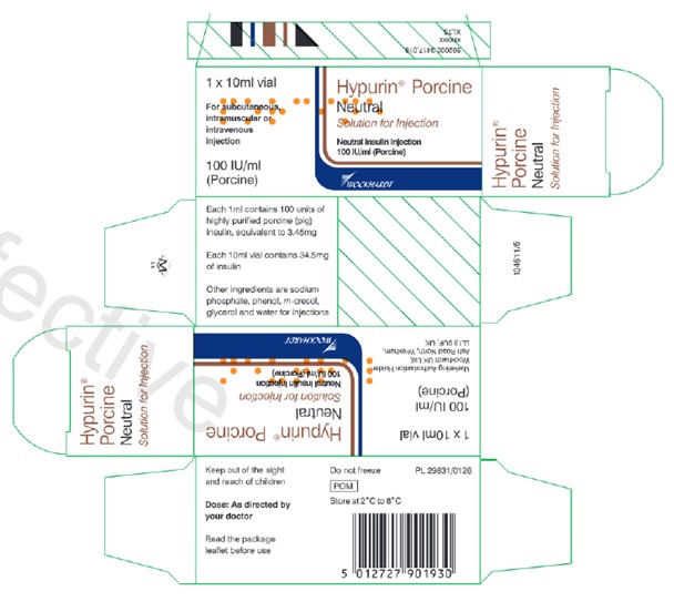 Image of UK-authorized carton label of Hypurin Porcine Neutral