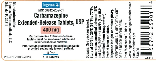 Étiquette de Carbamazépine Comprimés à libération prolongée, USP 400mg