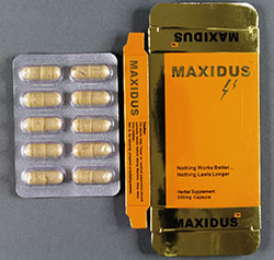 Unauthorized sexual enhancement products - Maxidus capsules