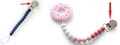 Example of recalled pacifier clip and pacifier clip with attached teething toy 