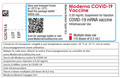 Étiquette unilingue anglaise de la fiole pour le vaccin de Moderna contre la COVID-19