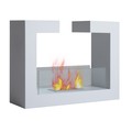 HOMCOM Bioethanol Fireplace Stove Fireplace Freestanding Tempered Glass Stainless Steel (White)