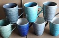 Image of Mugs in Available Colours: Light Blue, Royal Blue, Light Grey, Teal, Medium Blue, Light Teal & Grey.