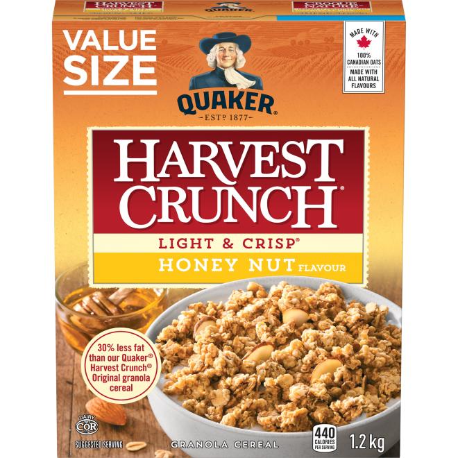 Quaker - Harvest Crunch Light & Crisp Honey Nut Granola Cereal (Value Size) - 1.2 kg - Front