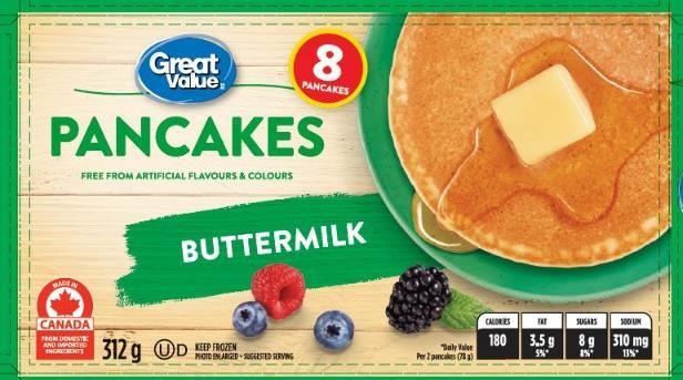Great Value brand Buttermilk Pancakes  (8) - 312 g