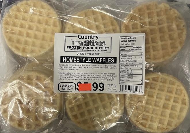 Country Traditions Frozen Food Outlet - « Homestyle Waffles » - 24 x 35 g - étiquette