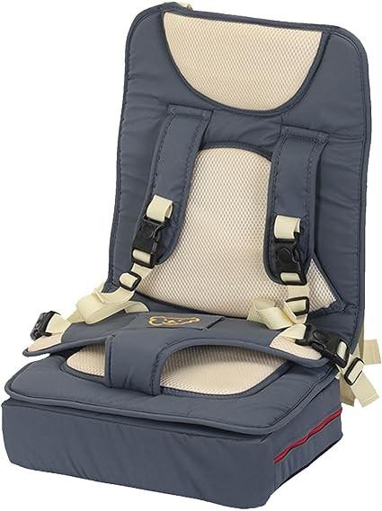Rehausseur de siège d’automobile gris et beige avec sangle de retenue en 5 points