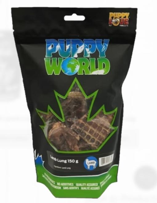 Puppy World Lamb Lung Pet Treats – Black and Green Packaging
