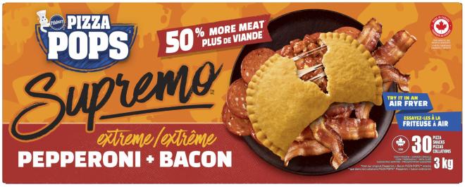 Pillsbury - « Pizza Pops Supremo » Extrême Pepperoni + Bacon - 30 nombre - Avant