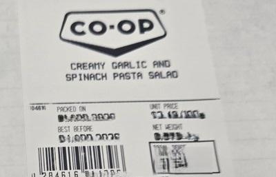 creamy garlic and spinach pasta salad de marque co-op avant