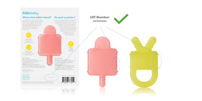 Location of lot number at the back of packaging or on the side of each of the inserts.