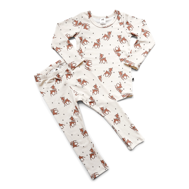 Image 22: Vintage Deer 2-Piece Bamboo Long-Sleeve Lounge Set