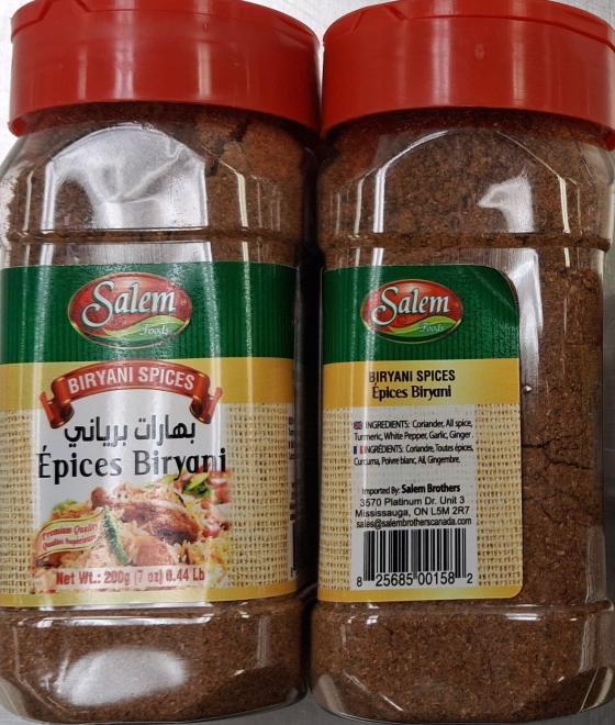 Salem Foods brand Biryani Spices