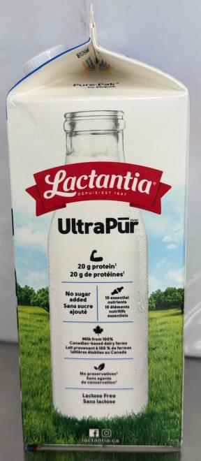 Lactantia - Produit laiter sans lactose UltraPur 2 % M.G. - 2 L - Côté
