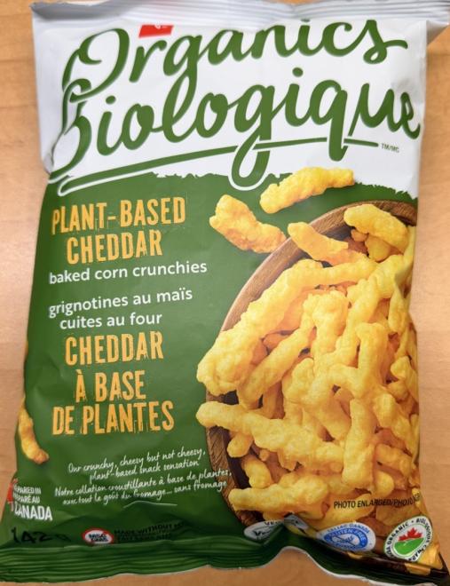 PC Organics - Plant Based Cheddar Baked Corn Crunchies - 142 g - Front