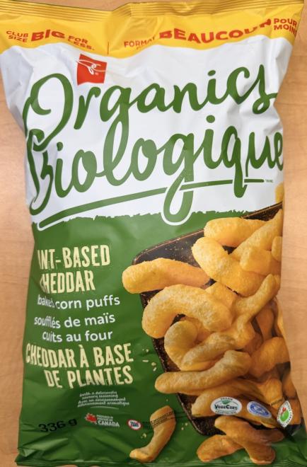 PC Organics - Plant Based Cheddar Baked Corn Puffs - 336 g - Front