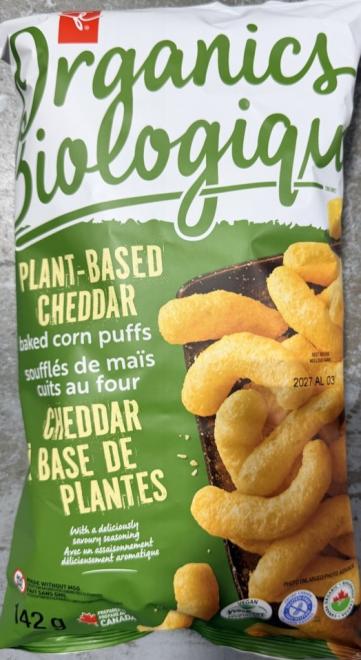 PC Biologique - Soufflés de maïs cuits au four cheddar à base de plantes - 142 g - Devant